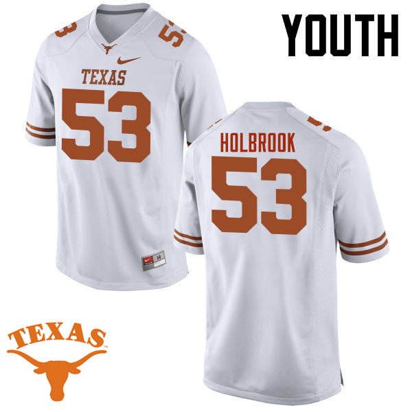 Youth #53 Jak Holbrook Texas Longhorns College Football Jerseys-White